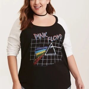Torrid Black Pink Floyd Raglan Band Tshirt